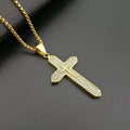 18K Gold Plated Cross Necklace Religious Jewelry Cubic Zirconia Crucifix Nazareth Store