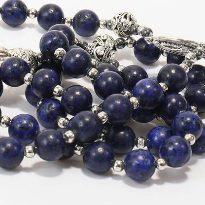 Blue Lapis Lazuli Beads Rosary Necklace with Miraculous Medal - Nazareth Store