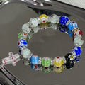 Colorful Agate Stone Beads Bracelet Rosary Hanging Cross Nazareth Store