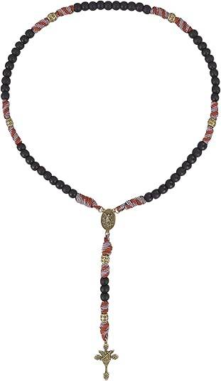 Black Matte Beads Rugged Paracord Rosary St. Benedict INRI Cross Strong Corded Necklace - Nazareth Store