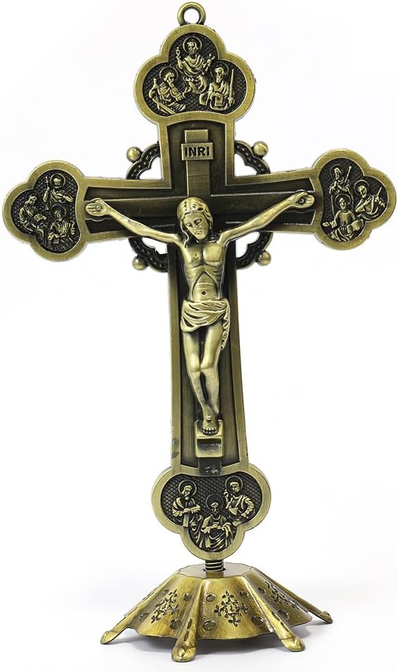 Antique Gold Plated Standing Crucifix with Deatachable Stand Nazareth Store