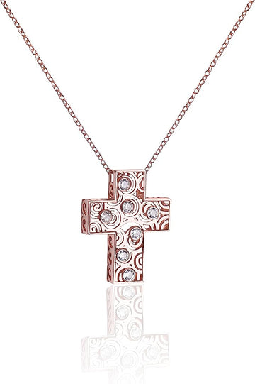 Sterling Silver Cross Necklace 18" Red Gold Plated Pendant Nazareth Store