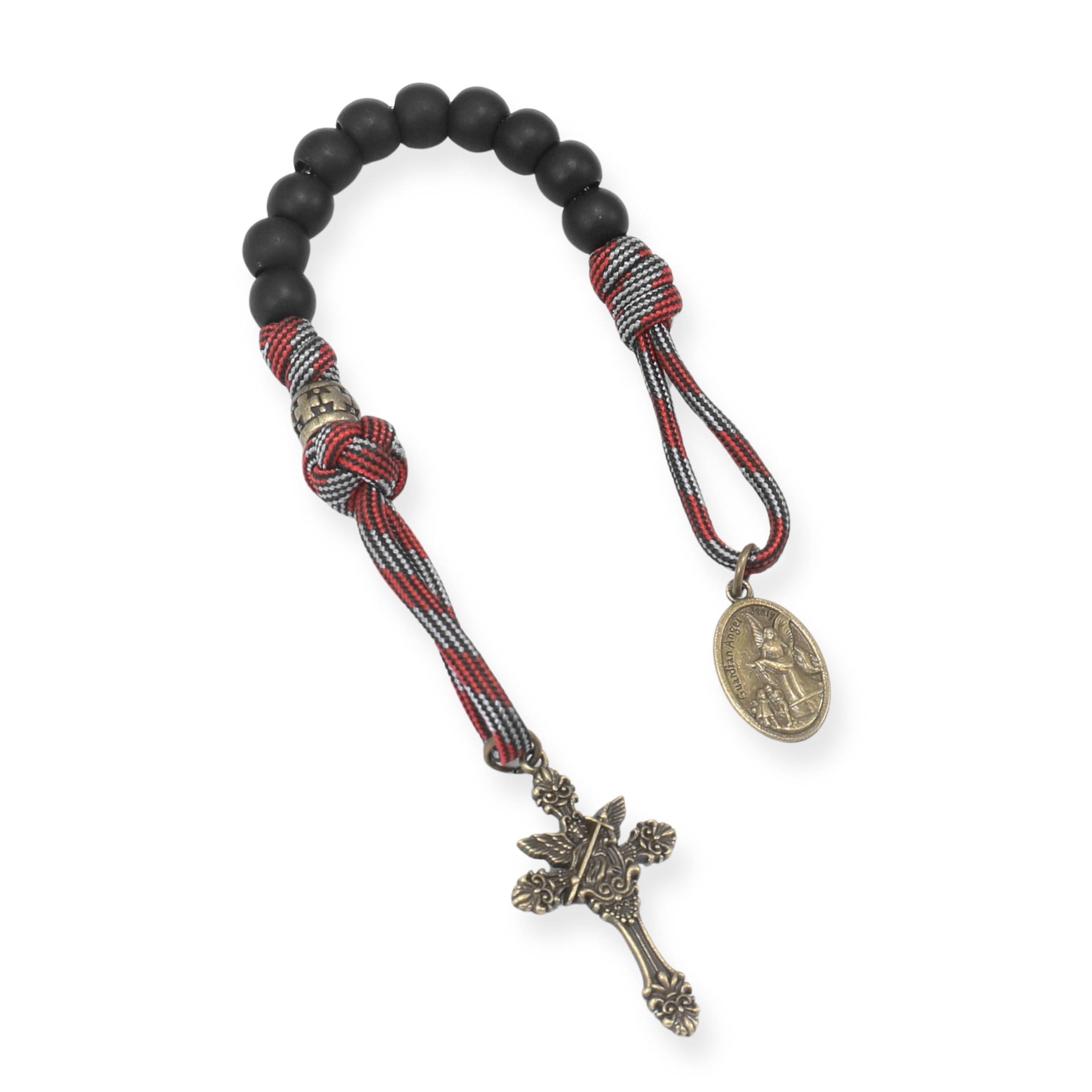 Antique Bronze One Decade Paracord Rosary with St. Michael Medal & Archangel Cross