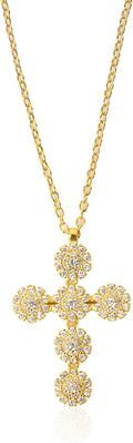 Gold Plated Sterling Silver Cluster Cross Pendant Necklace Zirconia Accents Nazareth Store