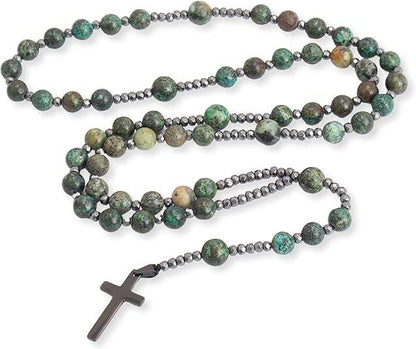 Rosario Sagrado de Madera San Benito Madera Maciza y Cuentas de Metal Coronilla Católica 20"