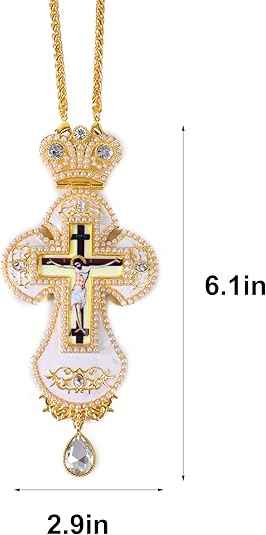 White Pearl Cross Pendant Gold Plated Crystal Crucifix Necklace