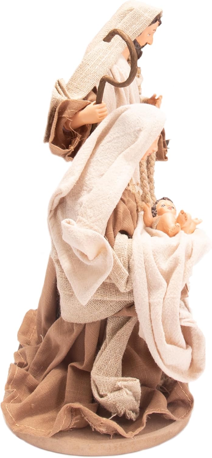 Handcrafted Resin Nativity Set Fabric Clothes Traditional Christmas 9.4" Inches Figurine Nazareth Store