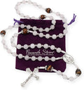 White Jade & Purple Amethyst Stone Beads Rosary Necklace St. Miraculous Medal & Cross Crucifix (Copy) Nazareth Store