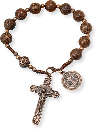 St. Joseph Wood Beads One Decade Car Mirror Beads Rosary with Jesus Cross (Copy) Nazareth Store