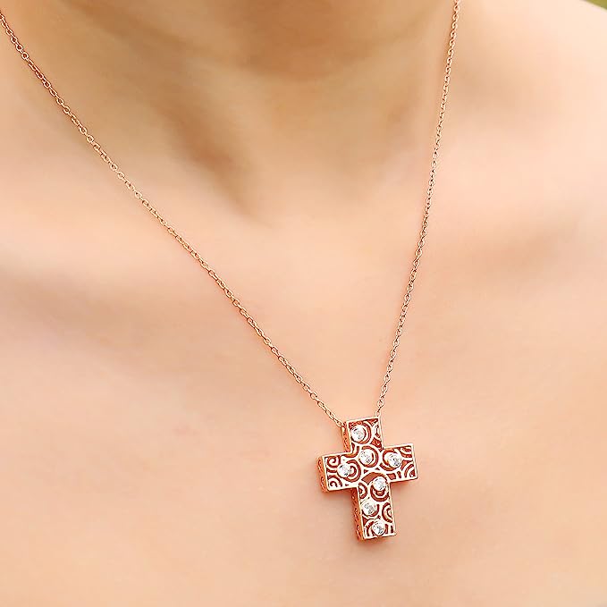 Sterling Silver Cross Necklace 18" Red Gold Plated Pendant Nazareth Store