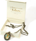 Christian Madonna and Jesus Icon Quartz Antique Bronze Pocket Watch Pendant - Religious Timepiece Necklace for Women & Men - Ornament Nazareth Store