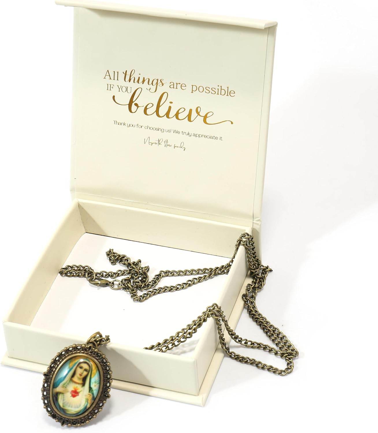 Christian Madonna and Jesus Icon Quartz Antique Bronze Pocket Watch Pendant - Nazareth Store