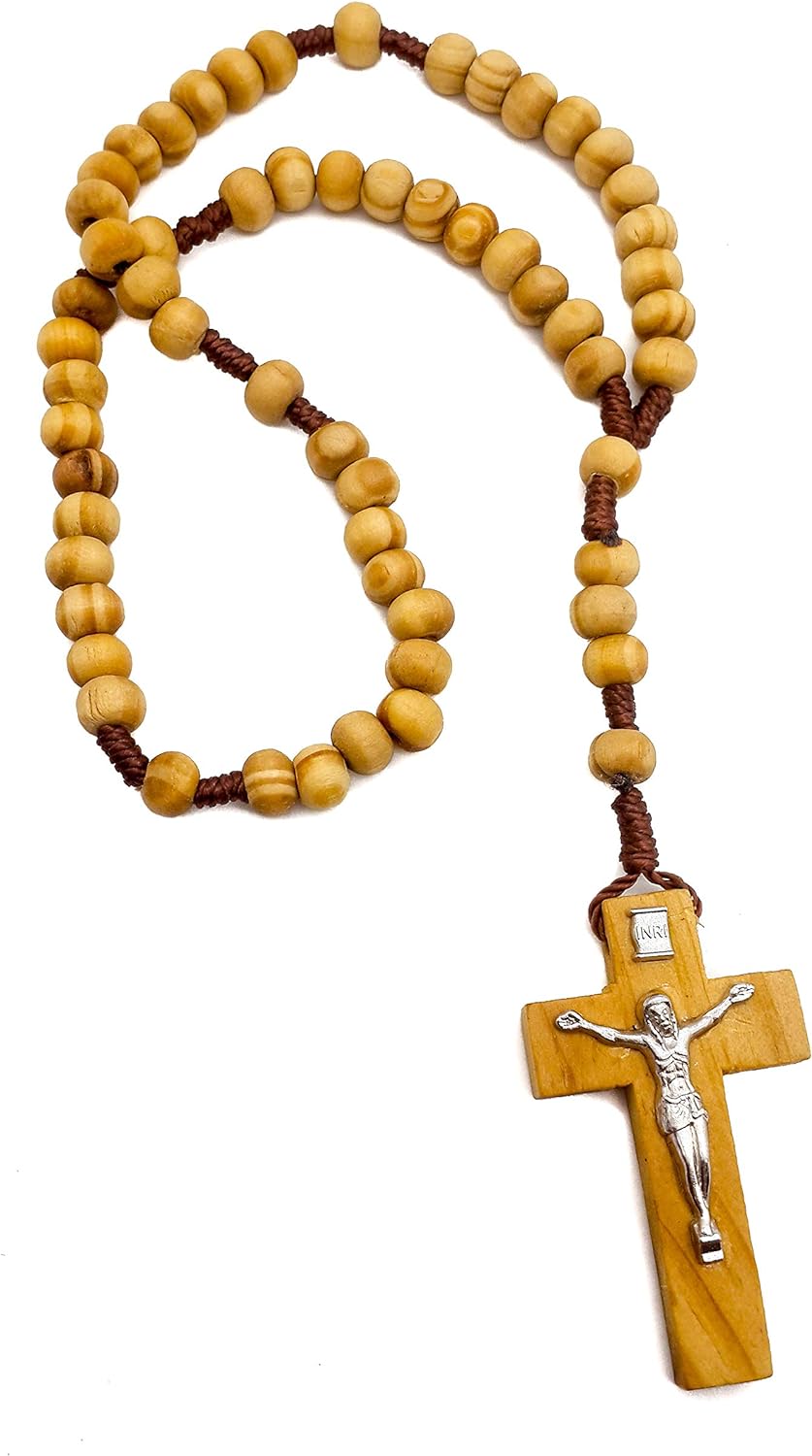 Jerusalem Olive Wood Rosary Catholic Wooden Prayer Beads Corded Christian Nazareth Store