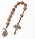 St. Benedict Wood Beads One Decade Car Mirror Beads Rosary with Cross (Copy) Nazareth Store