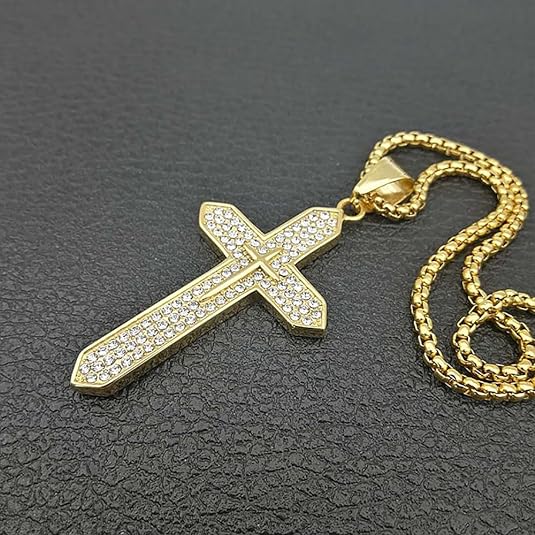 Copy of 18K Gold Plated Cross Necklace Religious Jewelry Cubic Zirconia Crucifix Nazareth Store