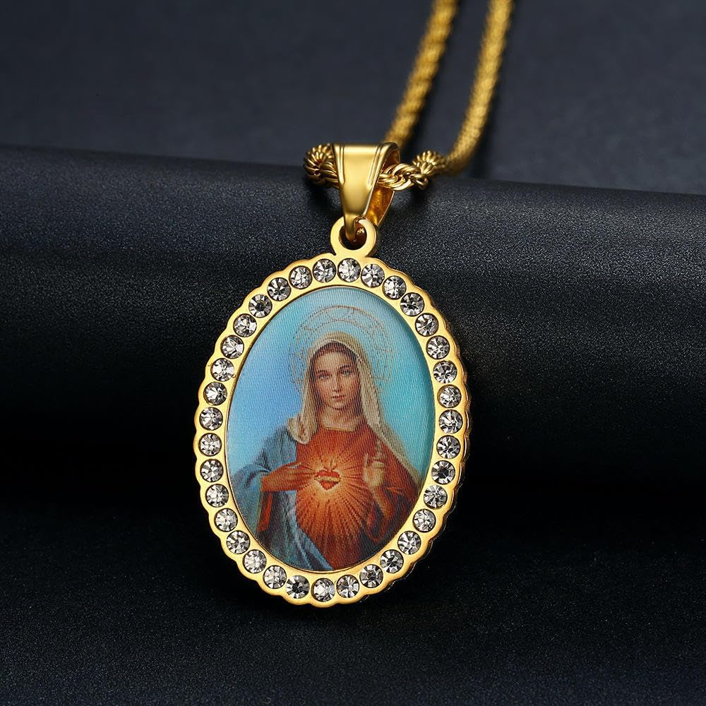 Copy of Christian Madonna and Jesus Icon Quartz Antique Bronze Pocket Watch Pendant Nazareth Store