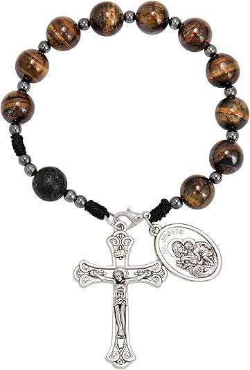 Brown Tiger Eye Beads One Decade Rosary Bracelet - Nazareth Store