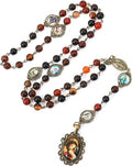 Agate Stone Beads Rosary Necklace Miraculous Medal & Holy Mary Baby Jesus Medallion 22” Nazareth Store