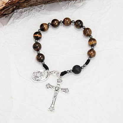 Brown Tiger Eye Beads One Decade Rosary Bracelet - Nazareth Store