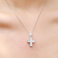 Silver Plated Thick Sterling Silver Cross Pendant Necklace Zirconia Stones Nazareth Store