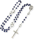 Blue Lapis Lazuli Beads Rosary Necklace with Miraculous Medal, Silver Crucifix for Men & Women (Copy) Nazareth Store