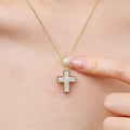 Gold Plated Thick Sterling Silver Cross Pendant Necklace Zirconia Stones Nazareth Store