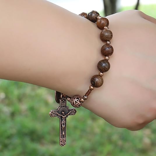 St. Joseph Wood Beads One Decade Car Mirror Beads Rosary with Jesus Cross (Copy) Nazareth Store