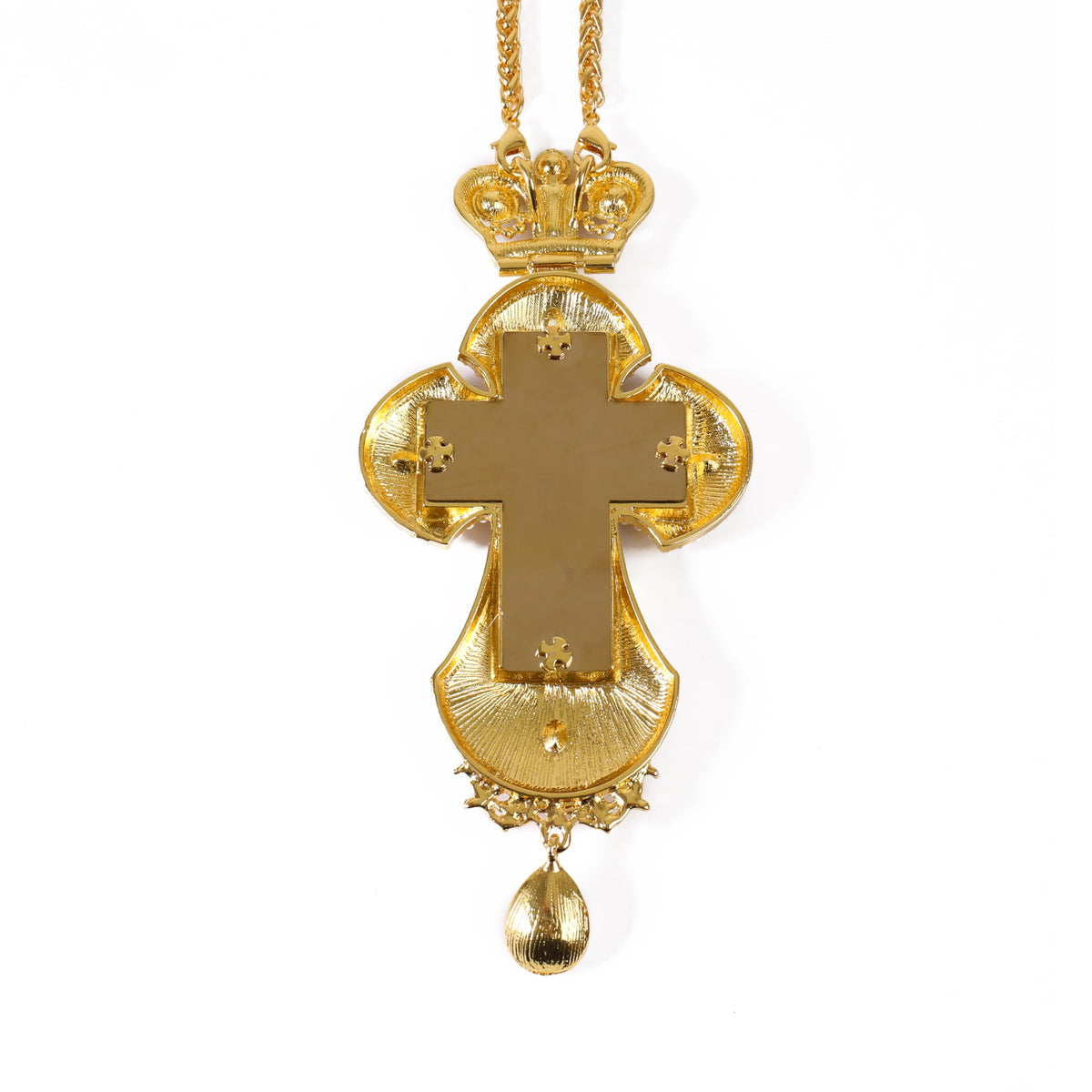 Blue Pearl Cross Pendant Gold Plated Crucifix Necklace