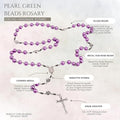 Purple Pearl Beads Rosary Metal Mystery Roses with Hematite Stone Rosary Necklace Nazareth Store