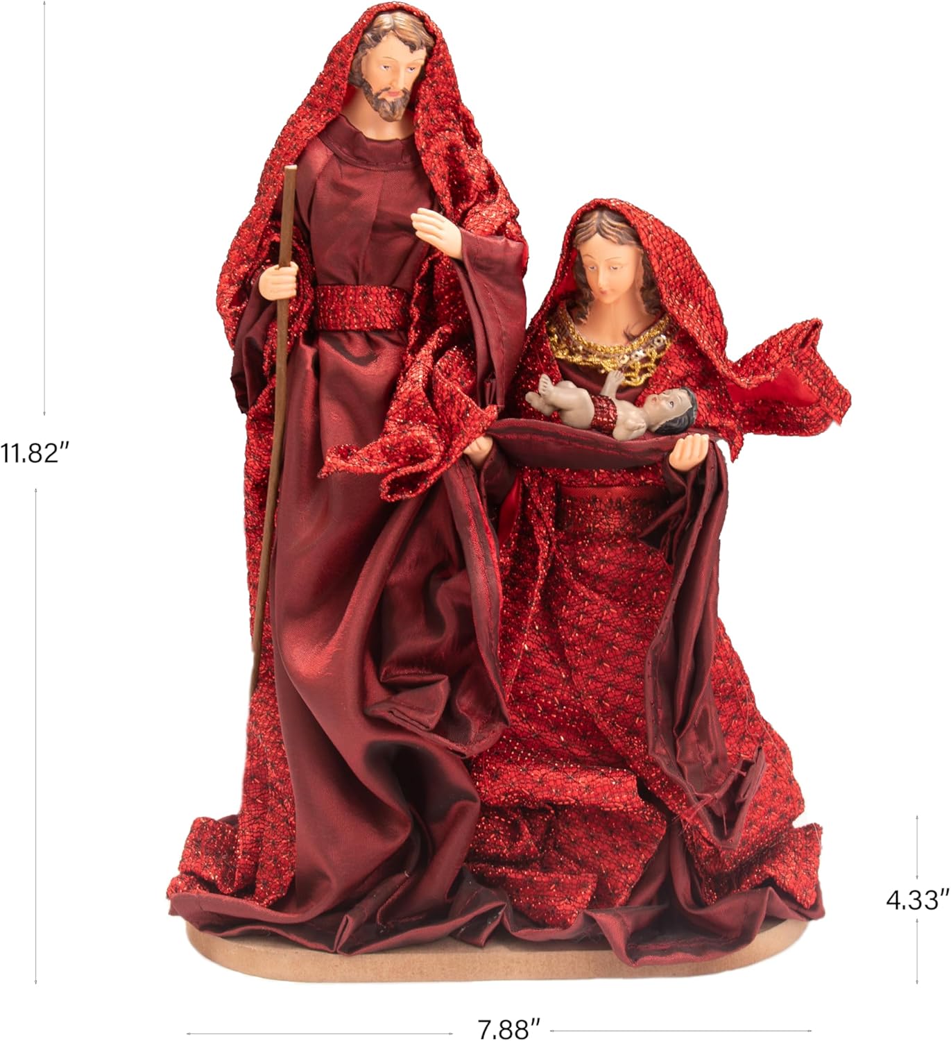 Nativity Christmas Set Red Fabric Clothes Holy Family 11.8" Figurine Nazareth Store