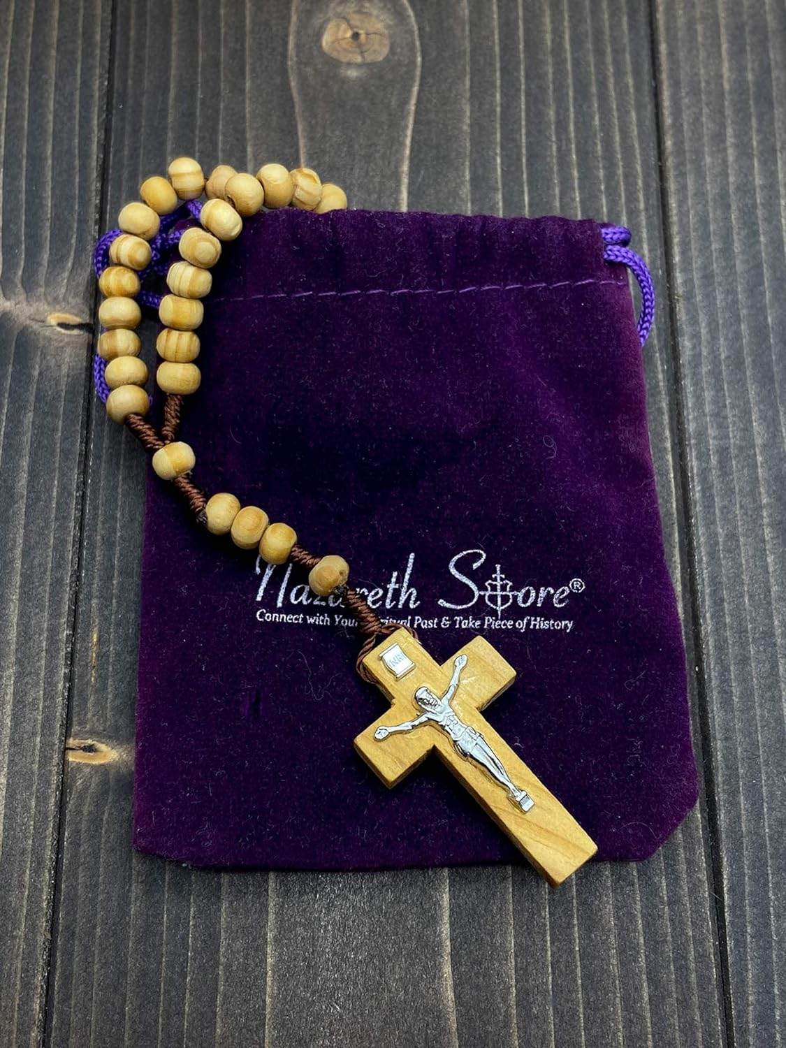 Jerusalem Olive Wood Rosary Catholic Wooden Prayer Beads Corded Christian - Nazareth Store