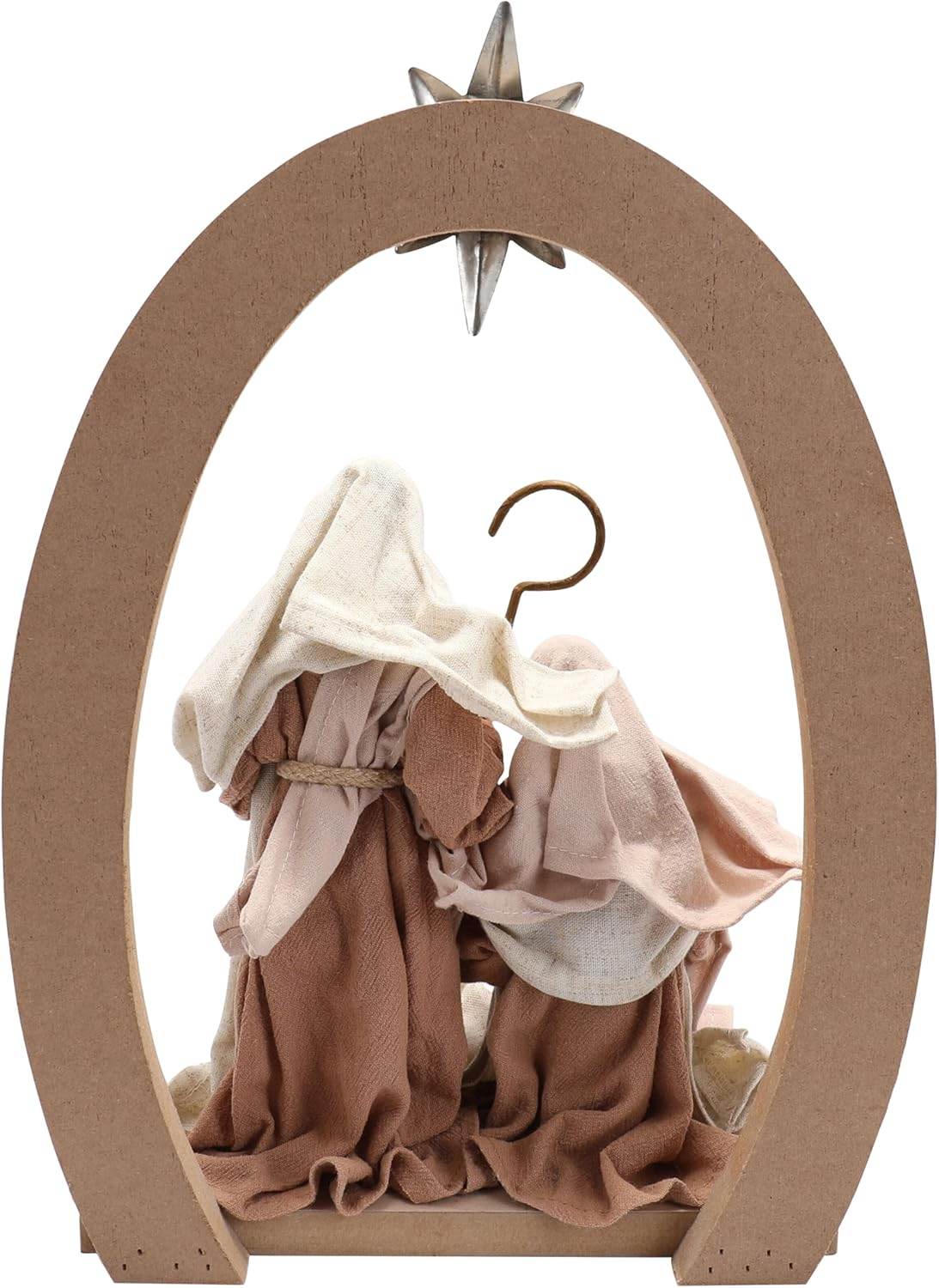 Wooden Nativity Set Resin Holy Family Figurines – 14.5 x 10 Inches - Nazareth Store