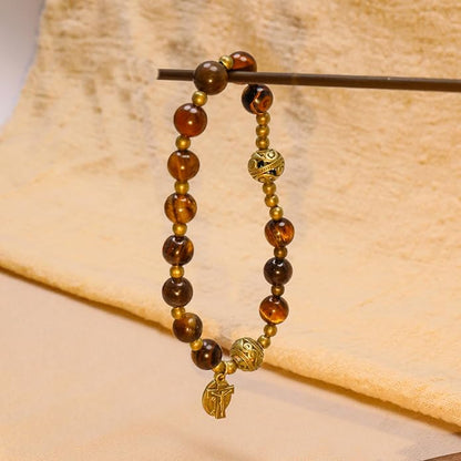 Brown Tiger Eye Rosary Bracelet Metal Separators with Miraculous Medal & Cross Wrist Jewelry (Copy)