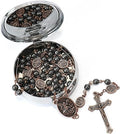 Copy of St. Michael Hematite Stone Beads Rosary Lords Prayer Saint Medal & Crucifix Nazareth Store