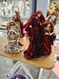 Nativity Christmas Set Red Fabric Clothes Holy Family 11.8