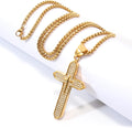 18K Gold Plated Cross Necklace Religious Jewelry Cubic Zirconia Crucifix Nazareth Store