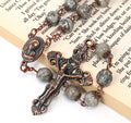 Map Stone Natural Stone Rosary Beads Necklace Holy Soil & Cross Crucifix Nazareth Store