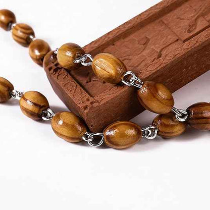 Jujube Wood Cross Pendant Handcrafted Christian Necklace