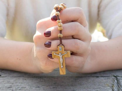 Jerusalem Olive Wood Rosary Catholic Wooden Prayer Beads Corded Christian - Nazareth Store