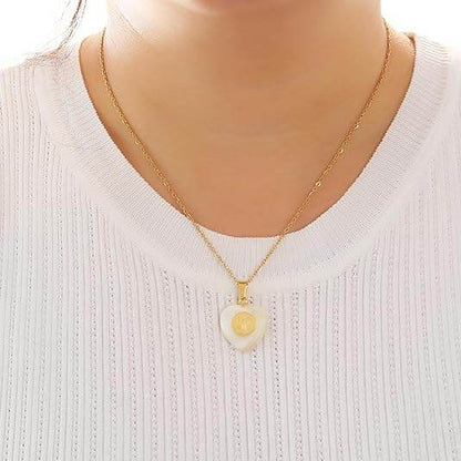 Mother of Pearl Pendant Miraculous Medal on 18K Gold Plated Chain Necklace - Nazareth Store