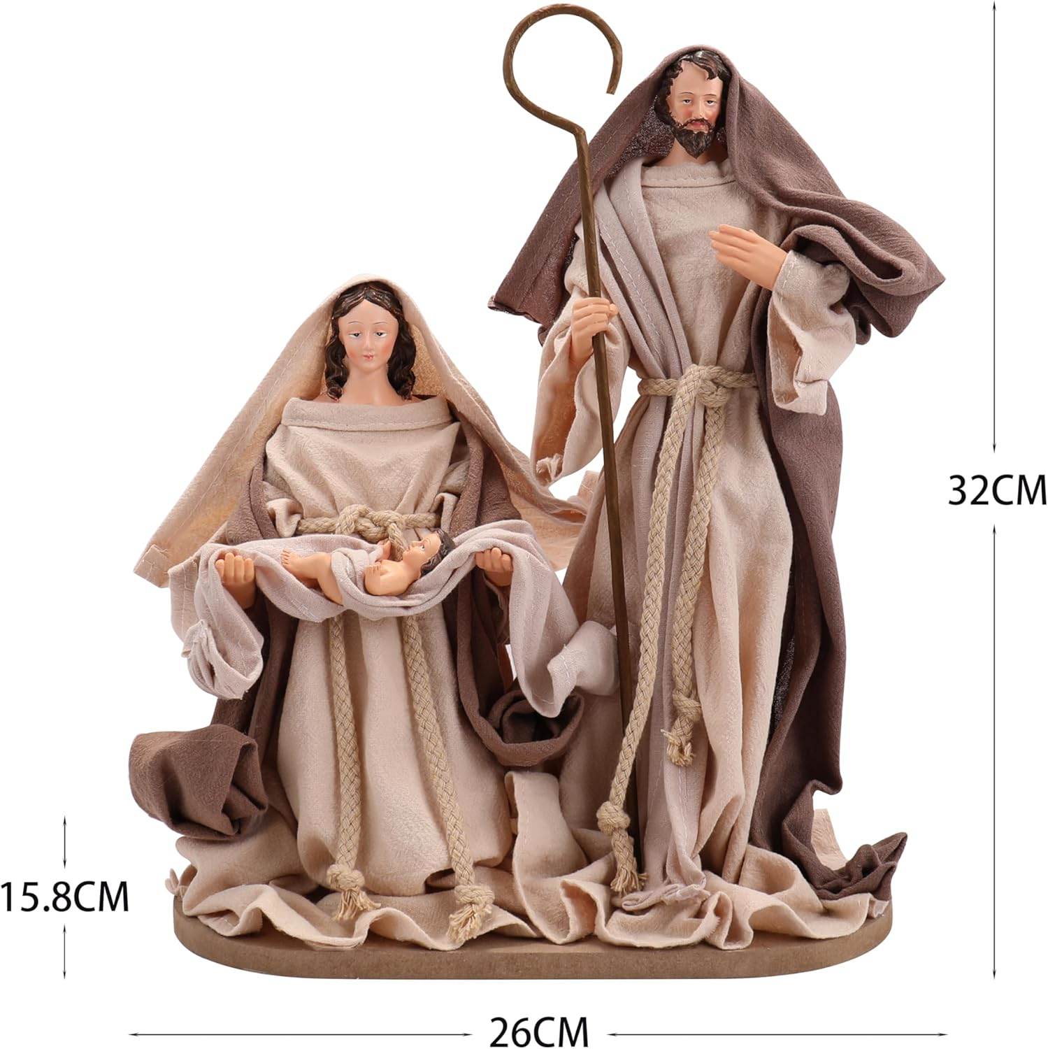 Handcrafted Christmas Nativity Set Traditional Holy Family Figurine Collection - 13.7 x 6.3 Inches - Nazareth Store