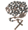 Copy of St. Michael Hematite Stone Beads Rosary Lords Prayer Saint Medal & Crucifix Nazareth Store