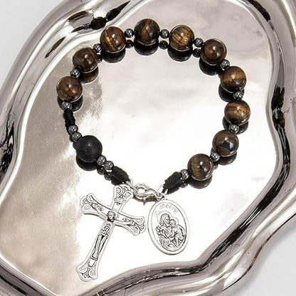 Brown Tiger Eye Beads One Decade Rosary Bracelet - Nazareth Store