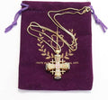 Pink Enamel Jerusalem Cross Pendant Necklace 18k Gold Plating Crystallized Stones Nazareth Store