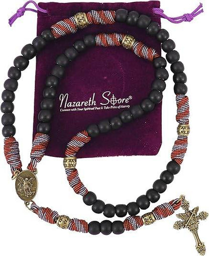 Black Matte Beads Rugged Paracord Rosary St. Benedict INRI Cross Strong Corded Necklace - Nazareth Store