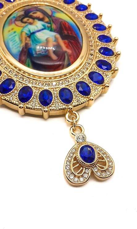 Pectoral Cross Necklace Blue Zircon Crystals Priest Bishop Crucifix - Nazareth Store