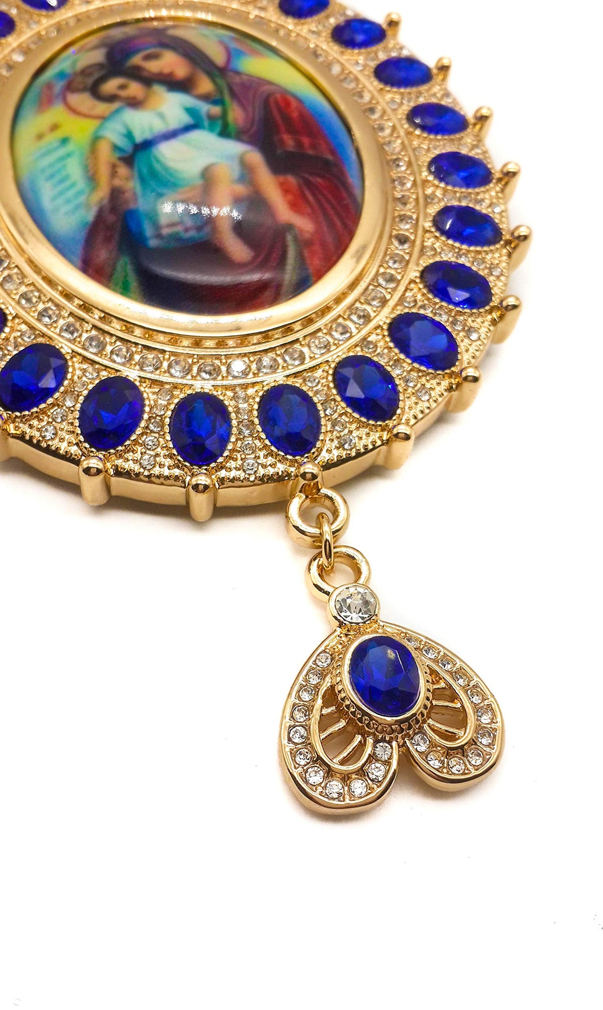 Pectoral Cross Necklace Blue Zircon Crystals Priest Bishop Crucifix - Nazareth Store