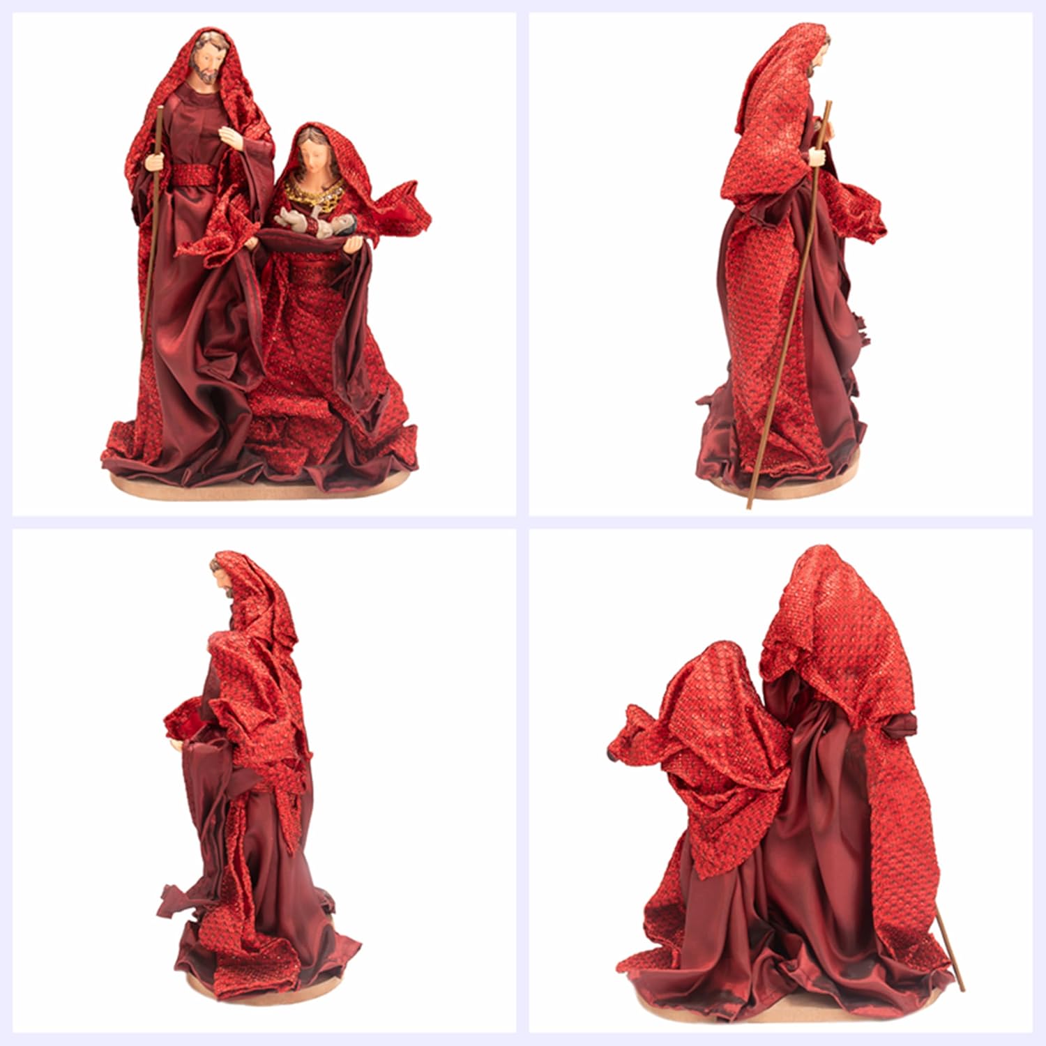 Nativity Christmas Set Red Fabric Clothes Holy Family 11.8" Figurine Nazareth Store