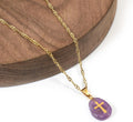 Natural Sapphire Crystal Stone Cross Pendant, 18K Gold, Catholic Jewelry for Women & Men Nazareth Store