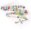 Colorful Murano Glass Rosary Necklace with Holy Soil Medal and Cross Nazareth Store